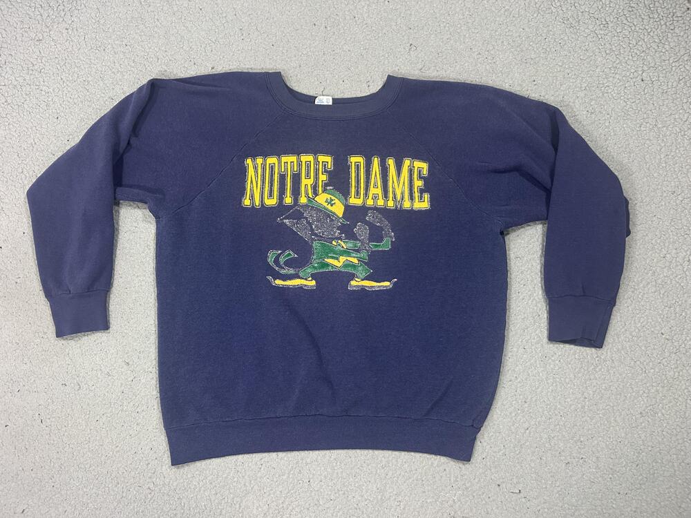 Vintage Notre Dame Fighting Irish Sweatshirt Mens Large Blue NCAA Champion 90s
